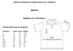 Tabela de Medidas Camisa Polo Leve e Camiseta