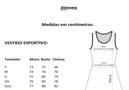 Tabela de medidas vestido esportivo